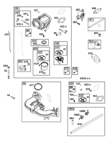 Carburetor And Fuel Supply Group Diagram and Parts List for 44U677-0018-B5 400000 - 699999 Briggs and Stratton Engine